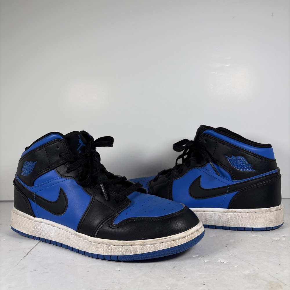 Size 6Y Nike Air Jordan 1 Mid Black Royal Blue GS Sneakers DQ8423-042
